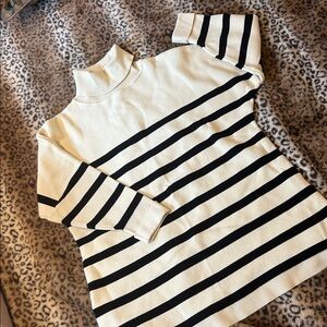 Sweater Dress Turtleneck Cream And Black